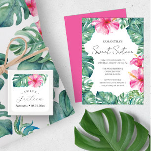 Sweet 16 Invitations Tropical Aloha Thème