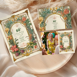 Invitation Vintage Floral Art Nouveau 60e anniversaire
