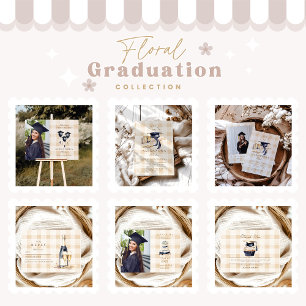 Cartons Réponse Bleu de la marine Floral Graduation