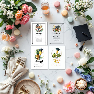 Carte De Remerciements Retro Brunch Graduation Photo