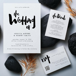 Invitation Gras Edgy Moderne Mariage de script de pinceau noi