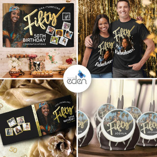 T-shirt En Tri-matière 50e anniversaire cinquante fabuleux script argent 