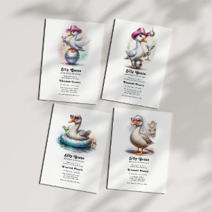 Invitation Oie Ridicule Faisant la Fête au Bain de Soleil Ent