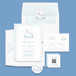 Invitation Élégant Mariage Aquarelle Rose Et Bleu