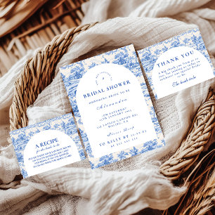 Invitation Fête de mariage champêtre toile de bleu français