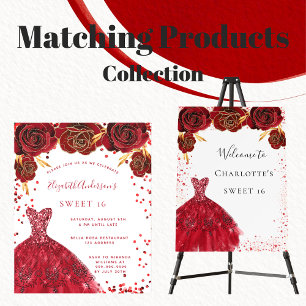 Prospectus 11,4 Cm X 14,2 Cm Sweet 16 rouge blanc robe budget invitation