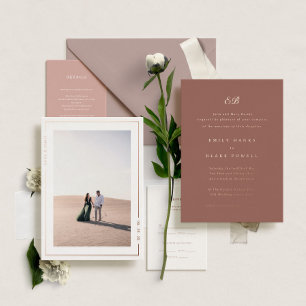Invitation En Aluminium Marseille Terracotta & Rose Gold Foil Mariage