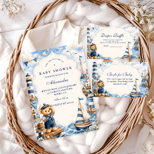 Invitation Baby Shower Ours Marin Enchanté