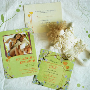 Invitation Mariage floral de mi-été vert de chaux