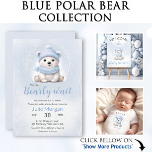 Invitation On peut attendre le Baby shower d'ours bleu polair