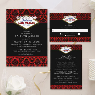 Invitation Tout En Un La Parties scintillant Damask Las Vegas Mariage Co