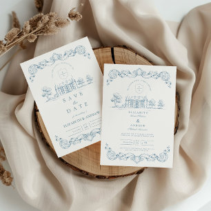 Invitation Mariage Baroque au Château Bleu Poussiéreux
