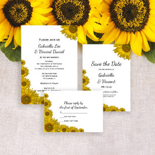 Invitation Mariage de bord de tournesol jaune