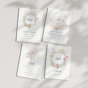 Cartons Réponse Mariage Botanique Romantique Fleur des Champs Cott