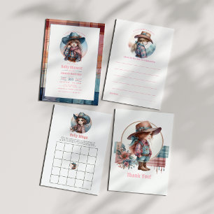 Carte De Remerciements Baby Shower de la Petite Cowgirl Rustique