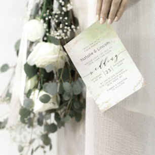 Invitation Mariage d'aquarelle Ombre Spring Green Gold