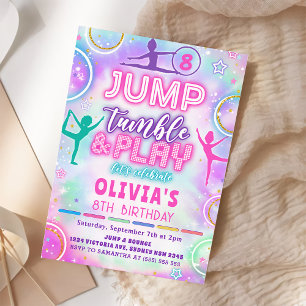 Invitation Tie Dye Gymnastique Jump Anniversaire Photo