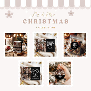 Sticker Rond 2 Photo Minimaliste Premier Noël Fiancé