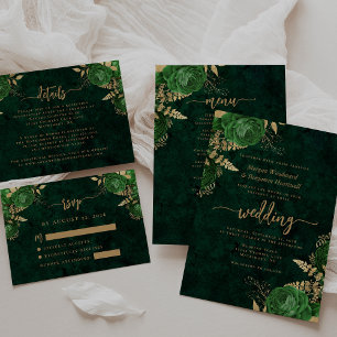 Invitation Mariage Floral Emerald Green Gold