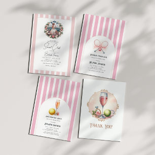 Carte De Remerciements Chic Social Club Tennis Bachelorette Photo