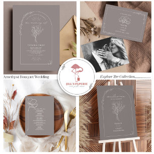 Invitation En Aluminium Floral Bouquet Arch Amethyst Mariage