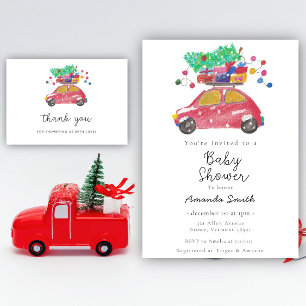 Pine tree sur autocollant de voiture rouge merci