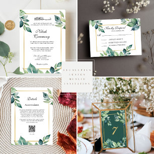 Invitation Code QR Feuille moderne Eucalyptus Mehndi