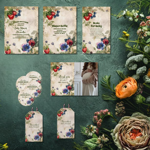 Sticker Rond Baby shower vintage de baies sucrées et sauvages