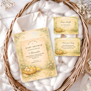 Invitation Fête de Bébé Country Garden Chicks