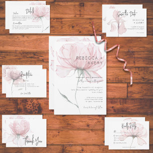 Carte De Remerciements Aquarelle moderne Mariage rose