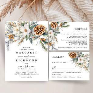 Cartes RSVP Rustique Floral Winter Wedding