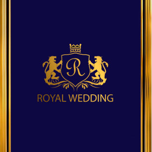 Invitation Mariage Royal Crown Blue Gold