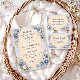 Invitation Douce Baby Shower Bleu Myrtille