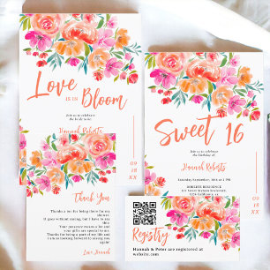 Invitation L'amour de Boho orange est dans la floraison fleur
