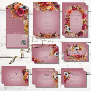 Vintage Floral Jewel Fuchsia Frame Invitation