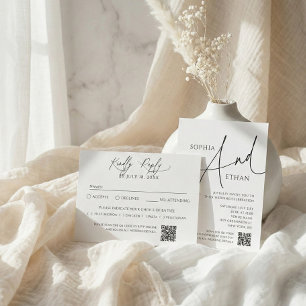 Invitation Calligraphie minimaliste Mariage blanc Décontracté
