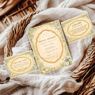 Carte De Remerciements Vintage Fête de Mariage Florale Côtière