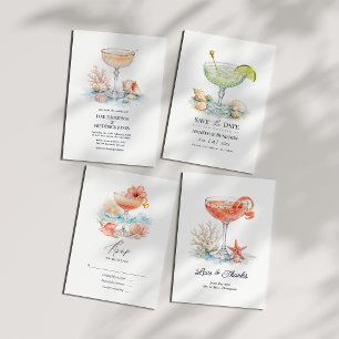 Cartons Réponse Mariage de luxe sur la côte chic cocktail de corai