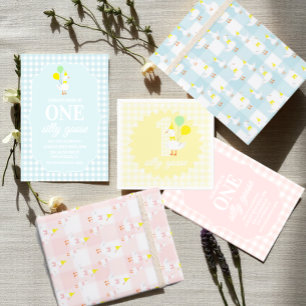 Papier Cadeau Une drôle d'oie Gingham 1er anniversaire