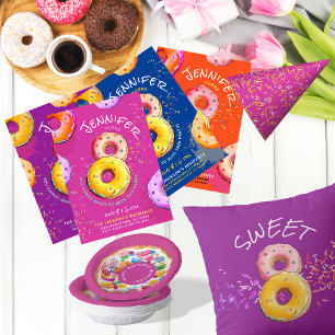Bols En Carton Amusant couleur aquarelle Donut fête d'anniversair