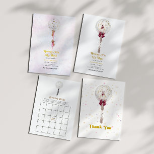Invitation Loto de fête d'anniversaire avec confettis dorés
