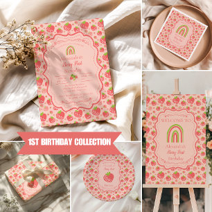 Invitation Berry First Strawberry Girl 1er anniversaire fête
