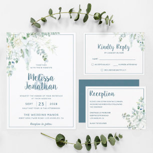 Invitation Romantique floral blanc fleurs douces mariage