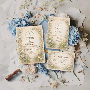 Invitation Mariage Campagnard Bleu Rouge aux Joues