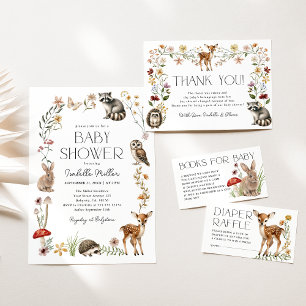 Carte D'accompagnement Woodland Forest Animaux Livres pour Baby shower