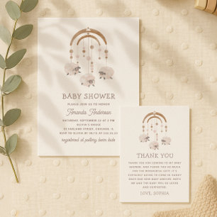 Invitation Aquarelle mobil mouton de porc mobile. Beau baby s