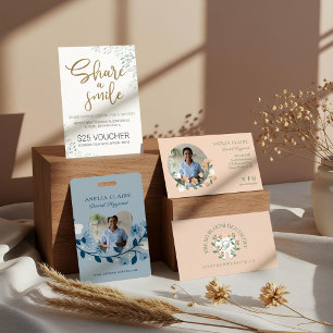 Carte De Visite Élégant floral florant Dental Tooth Logo Monogramm