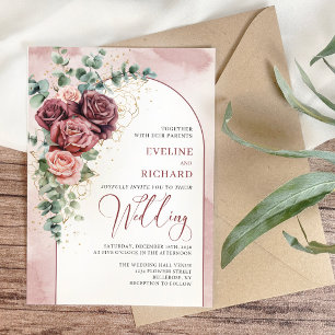 Ballotins Arche Boho marron foncé brush or rose eucalyptus