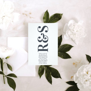 Invitation Grand Monogramme moderne Gras Sage Mariage vert