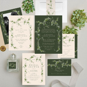 Invitation Serre verte d'Eucalyptus   Mariage de monogramme d